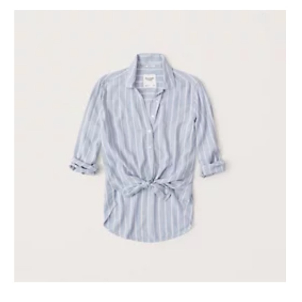 Abercrombie & Fitch Blue White Stripe Tie Front Shirt NWT